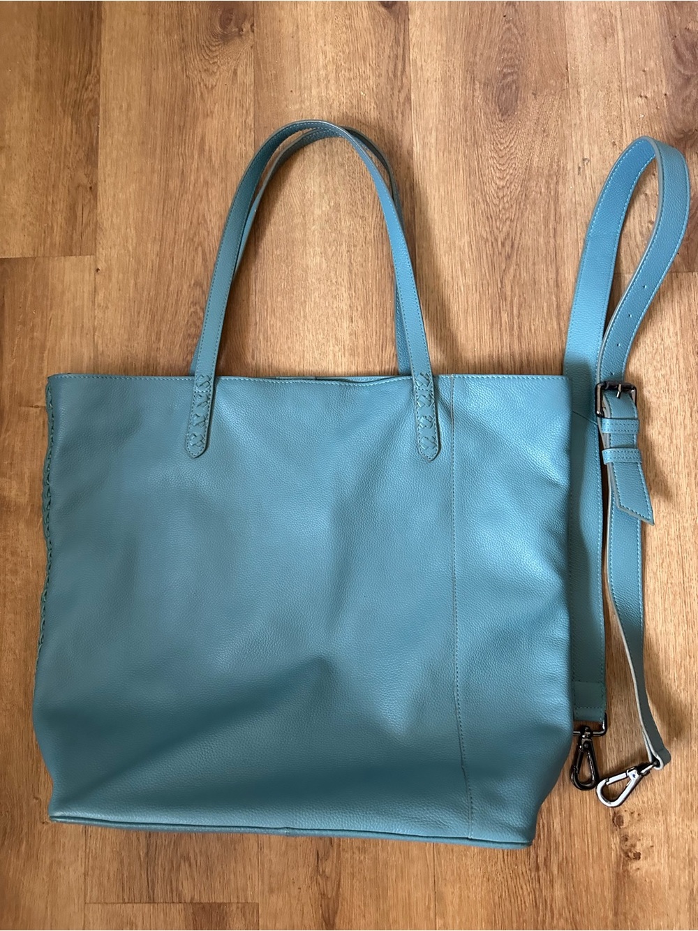 Everyday Leather Tote in Sky Blue